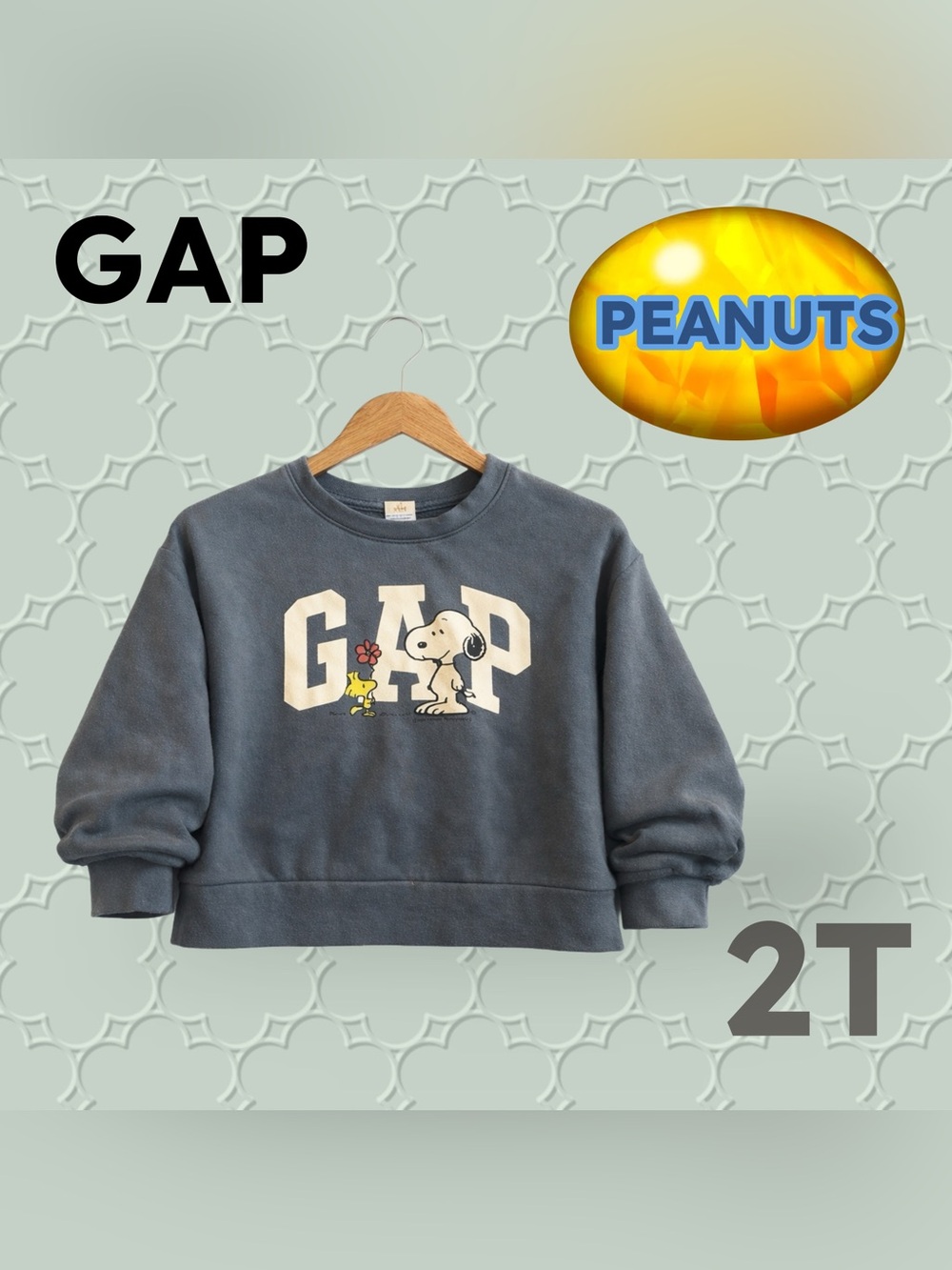 🇺🇸👍GUC GAP | 2T | Cozy Unisex Blue Logo sweatshirt with Playful Peanuts